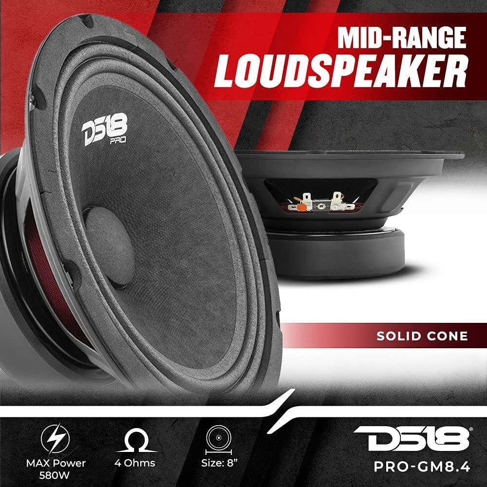 DS18 8" Midrange Speaker & 1" Super Bullet Tweeter Complete Package 580W Max