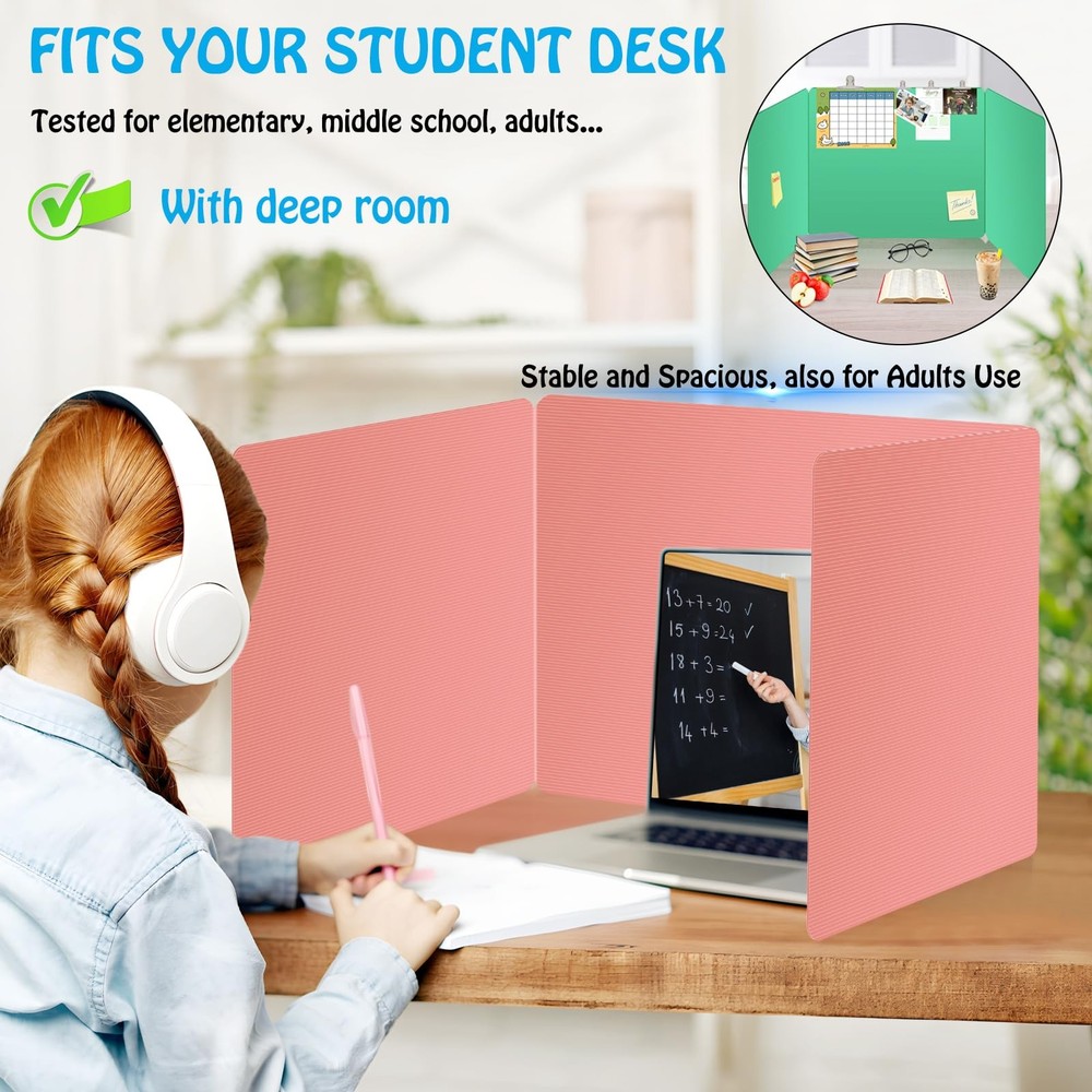 Colorful 24-Pack Desk Dividers for Students, Durable Plastic Study Carrel Div...
