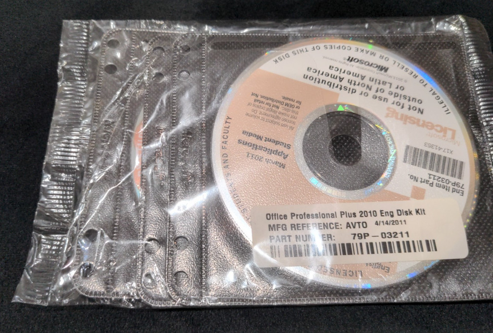 Microsoft Office Professional Plus 2010, 3 Discs Student & Faculty Sealed