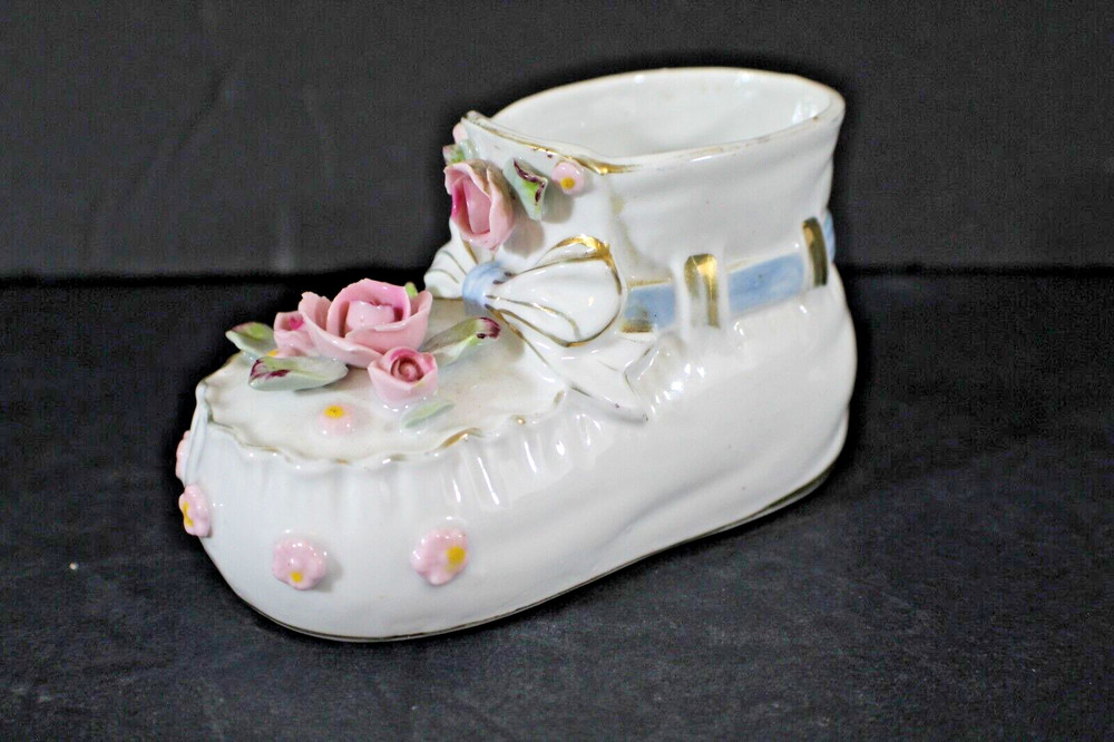 Vintage Bone China Baby Shoe Planter