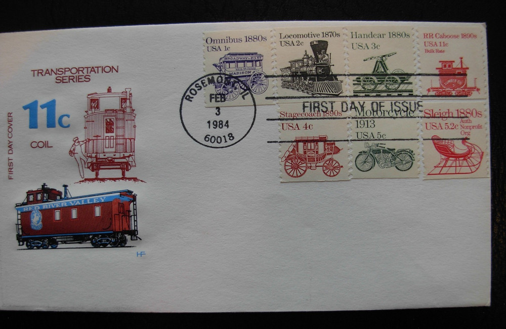 1905 11c Caboose Transportation Coils FDC
