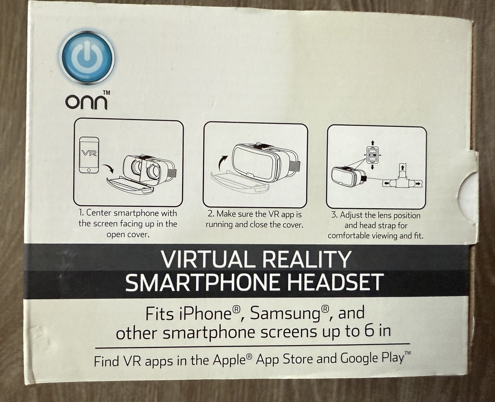 ONN WHITE Virtual Reality VR Smartphone Headset Apple/Android NEW