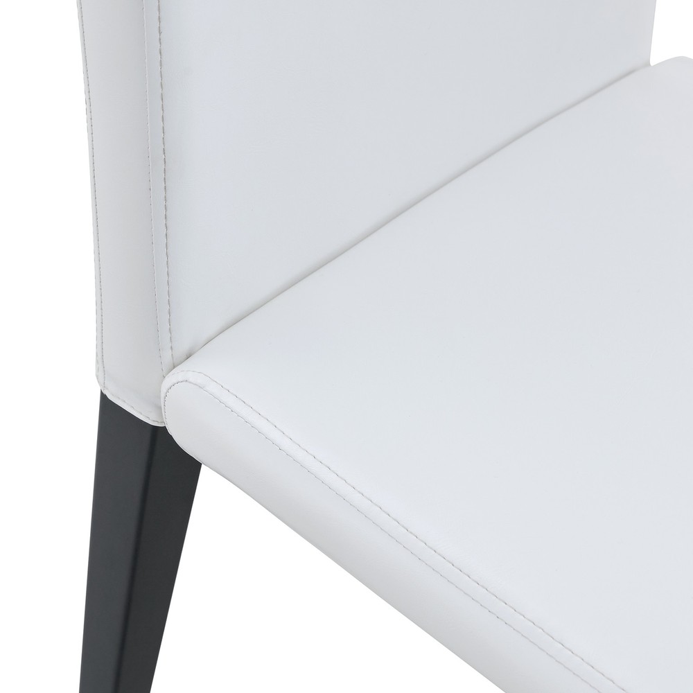 Set of 2 White PU Dining Chairs, Simple Versatile Comfortable Seating