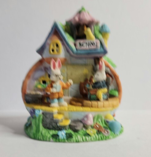 Vintage Easter Egg Porcelain Lighted Dwelling School