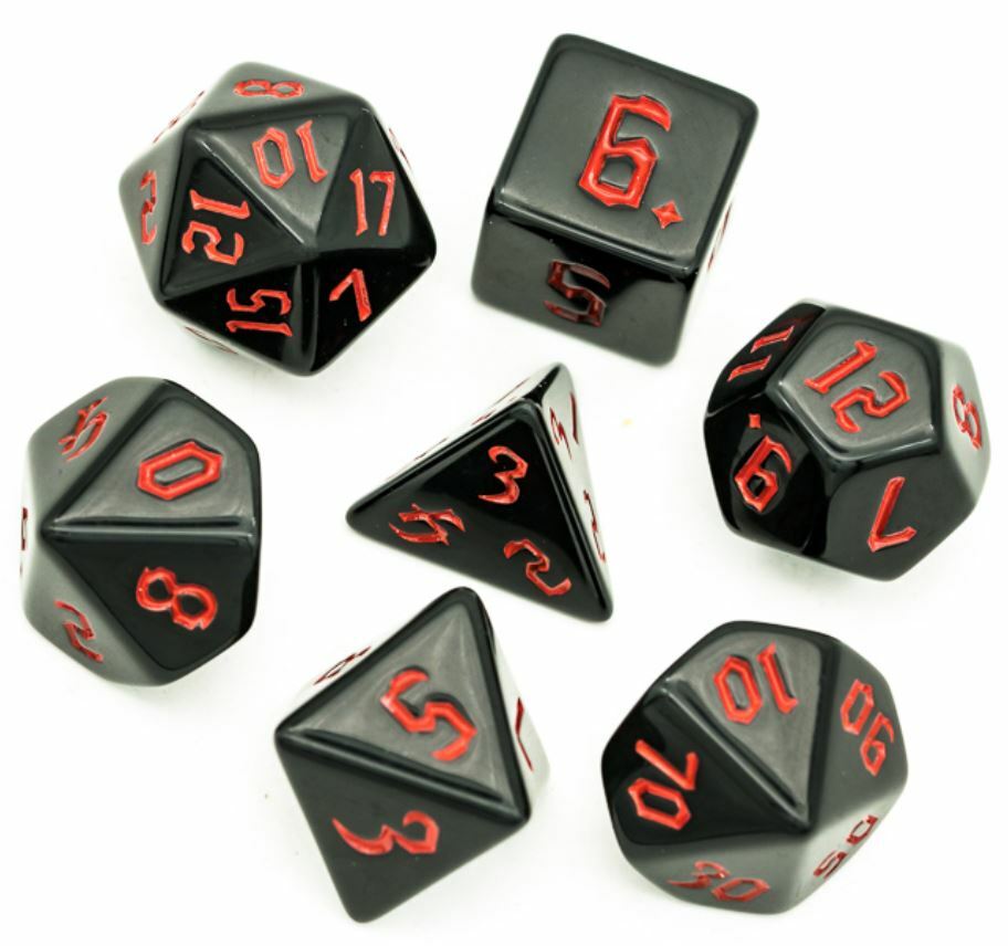 Red Orcish Script Dice Set Poly RPG DnD Dungeons Dragons AD&D Pathfinder