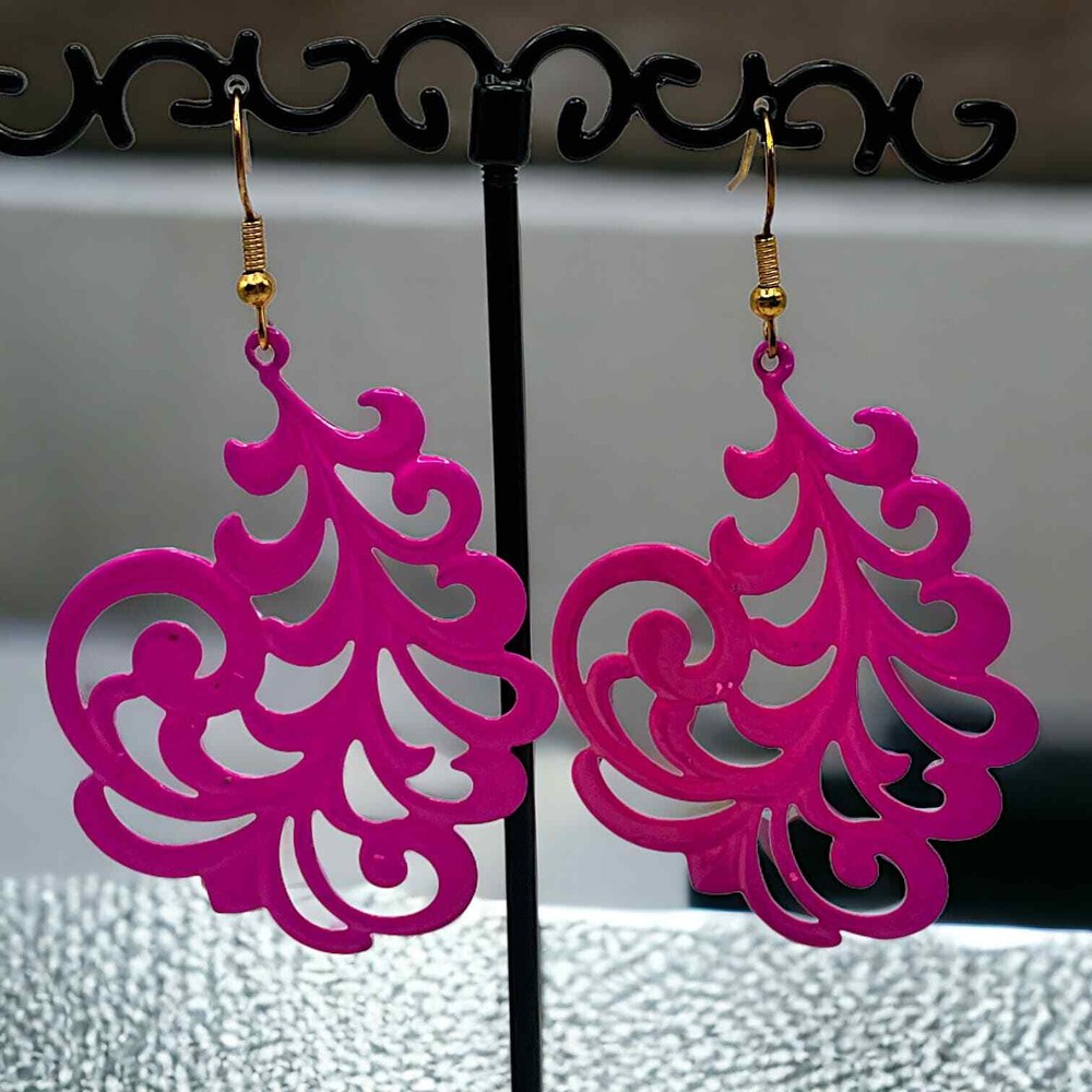 Fuchsia Large Victorian Wing Dangle Earrings!