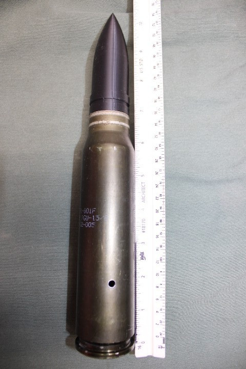 REPLICA PGU-14b A-10 Warthog 30mm PROJECTILE with REPLICA Black penetrator tip