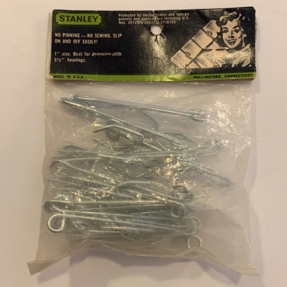 Vintage Drapery Slip On Hooks 1” Stanley Empire 14 Pc E23