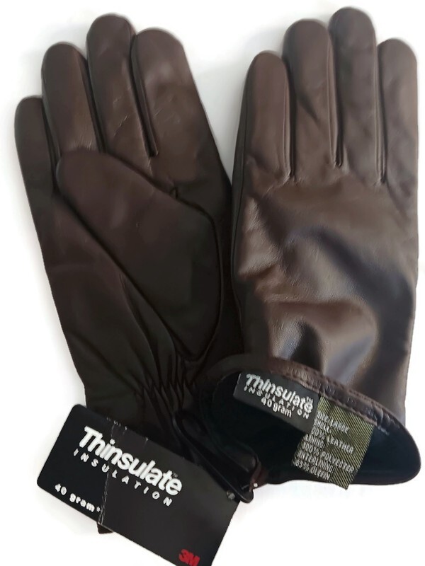 Womans Thinsulate Brown Leather Large Gloves
