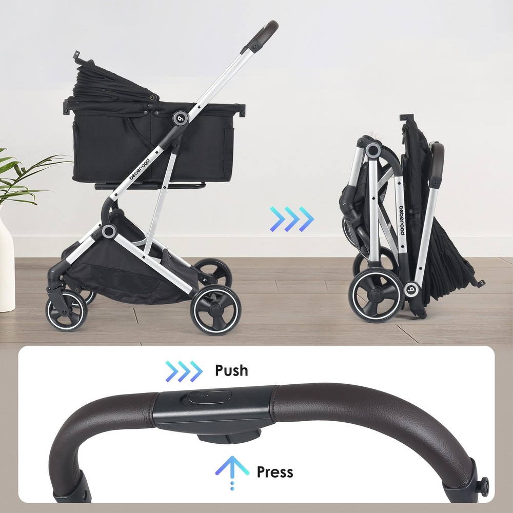 T4 Pet Stroller for Small Medium Dogs, Cat Strollers for 2 Cats, 4 Wheels Fol...