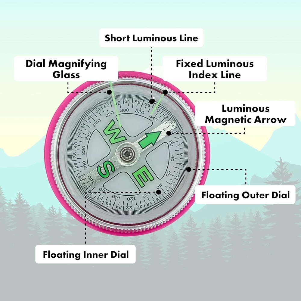 2-Pack Lensatic Compasses Hiking Backpacking Orienteering Compass Navigation ...