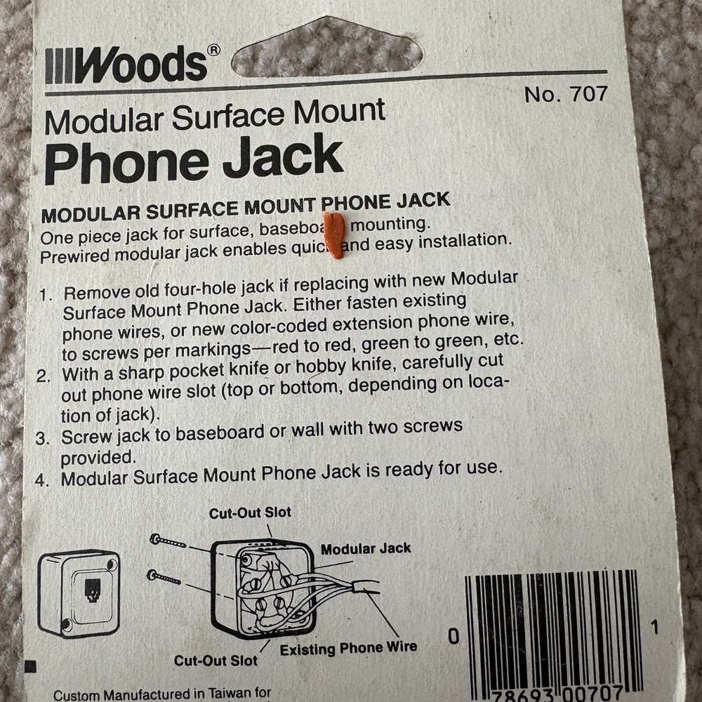 Woods Modular Surface Mount Phone Jack No. 707