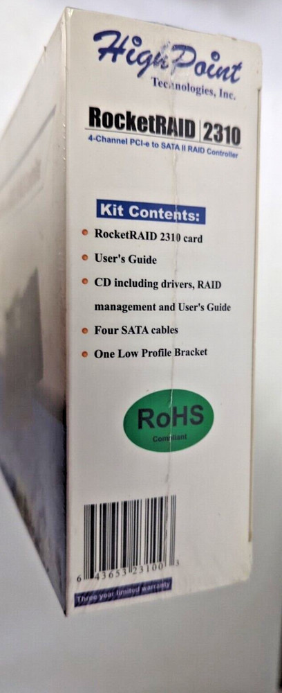 HighPoint RocketRAID Model 2310 4 channel PCI-e to SATA II Raid Controller Card