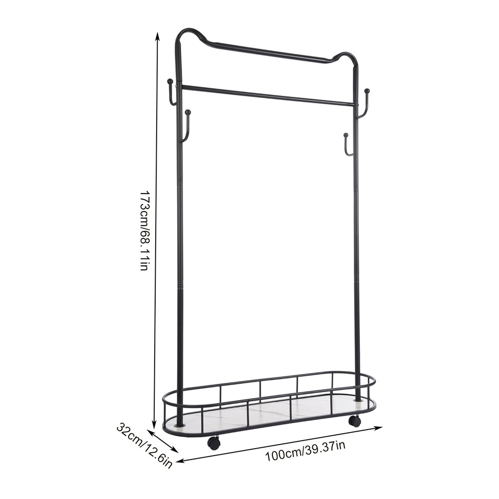 Clothes Rack, Movable Coat Rack, Coat Rack with Storage Basket