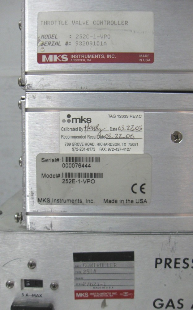 C202018 Lot 3 MKS Instruments Controller 252C 252E Exhaust Valve 254A Flow Ratio