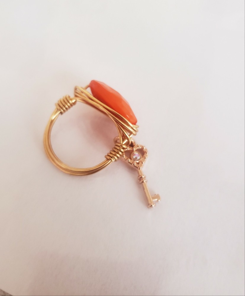 Handmade wire wrap ring with charm Stacie Laurell Crafts
