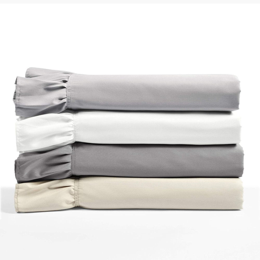 Reyna Ruffle Sheet Set, 6 Piece Set, Queen, White - Soft & Comfortable Sheets wi