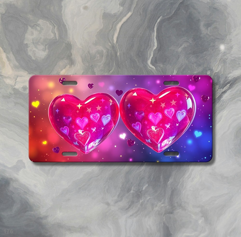 Bold Hearts License Plate Personalized Front Bumper Plate Gift Idea