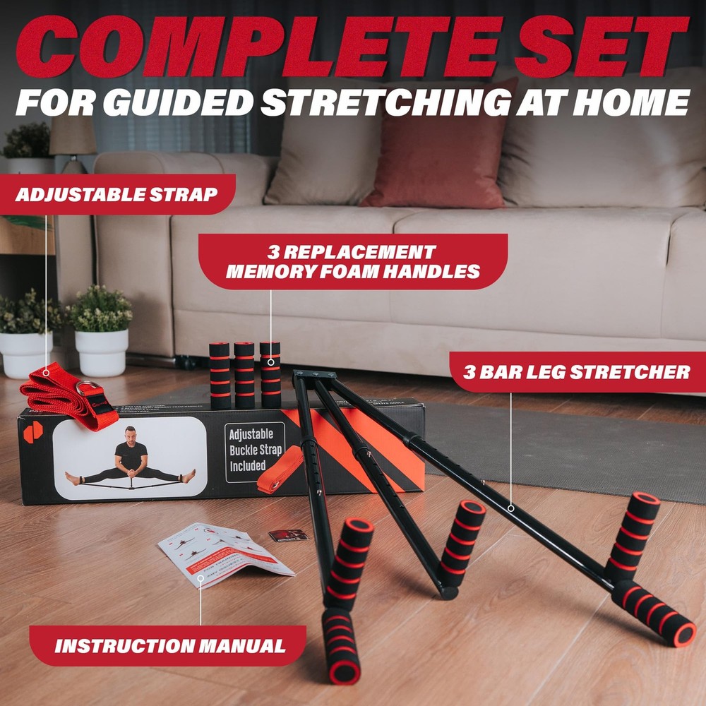 Leg Split Machine & Trainer App - Adjustable 3 Bar Stretcher for Flexibility