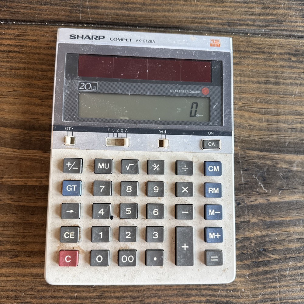 Sharp Compet VX-2126 Vintage 12-Digit Solar Calculator