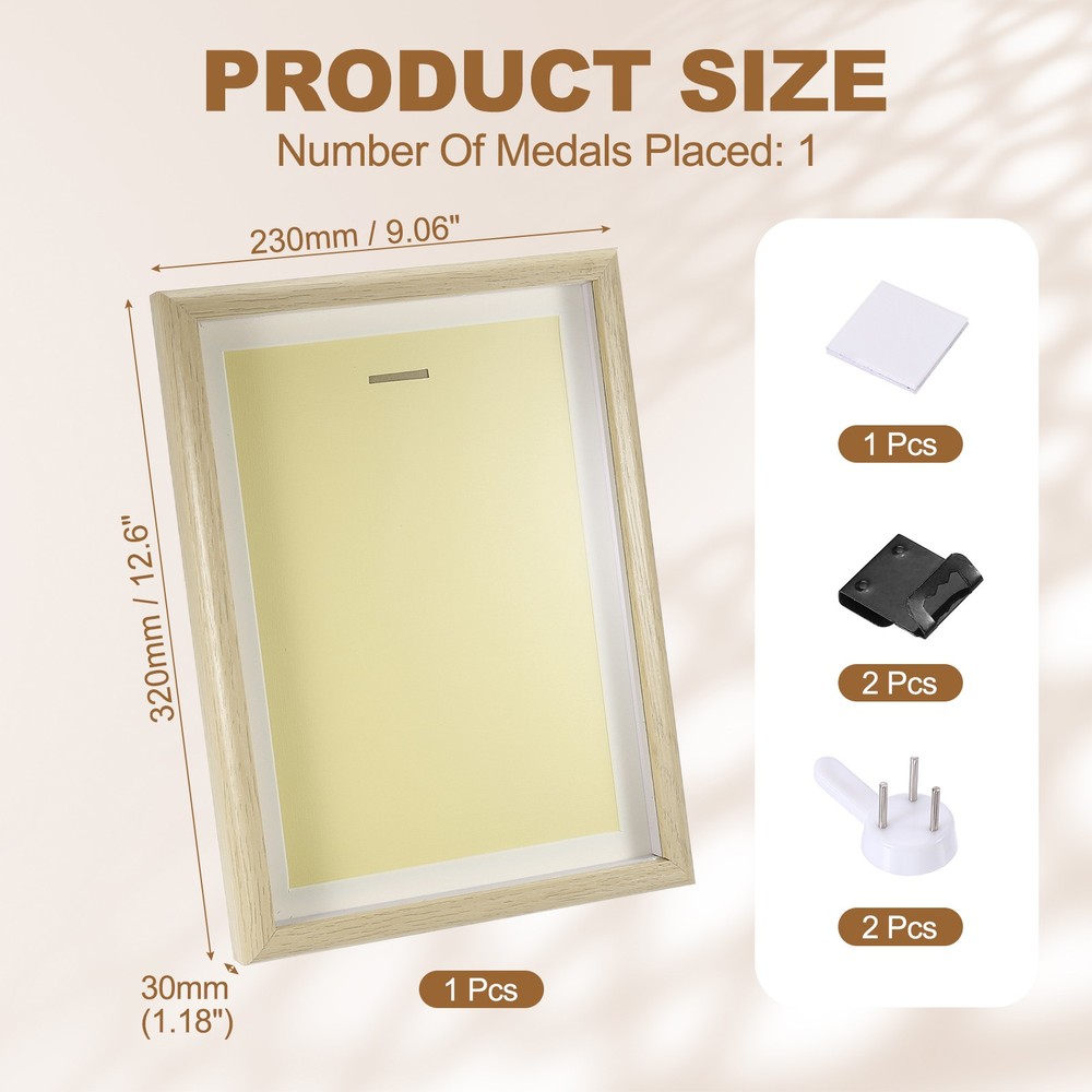 13x9\" Vertical Shadow Frame with Dots and Sticker, White