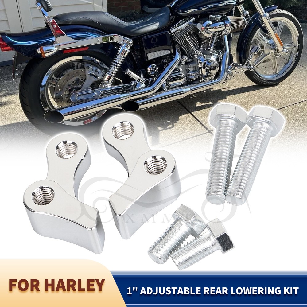 Chrome 1" Adjustable Lowering Kit For Harley Dyna Super Glide FXD Custom FXDC