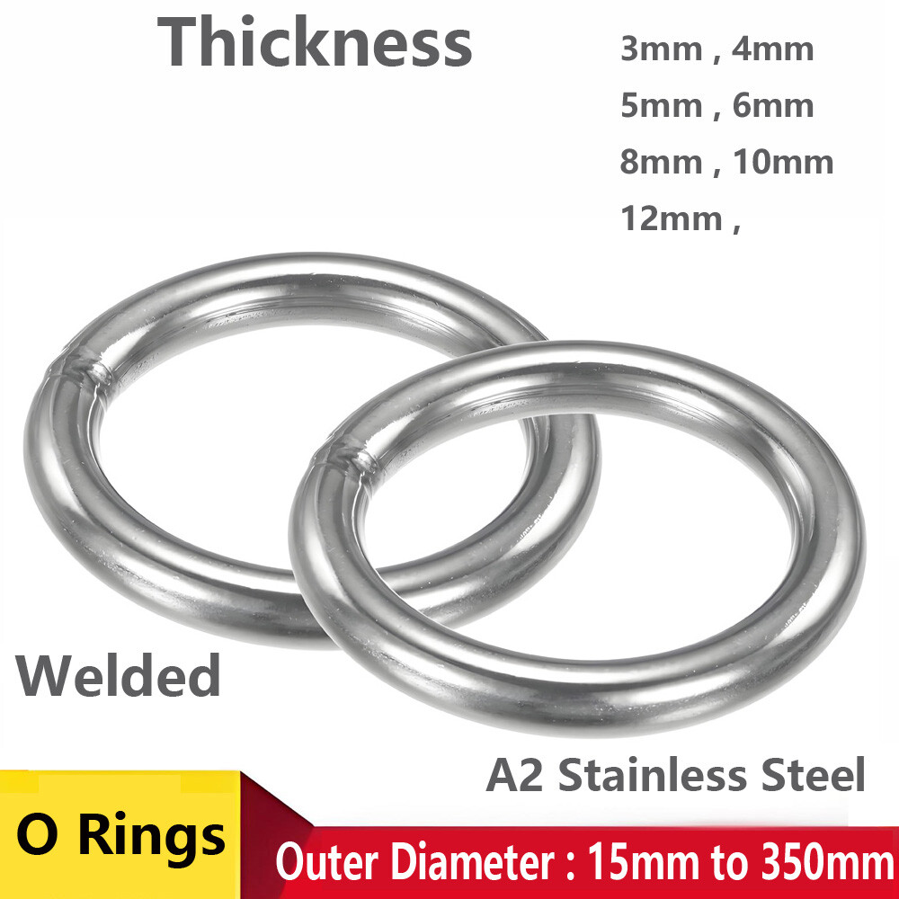 304 Stainless Steel Welded O Rings Solid Loop for Macrame, Hanging Slings Rop
