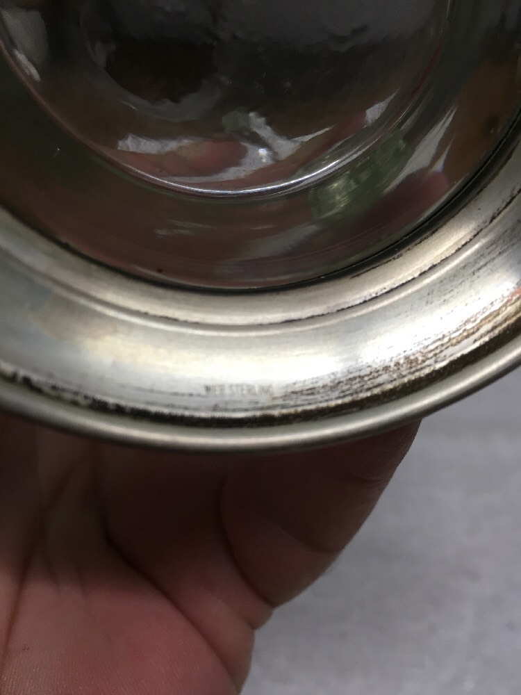 Vintage Webster Sterling Bass Glass Pitcher