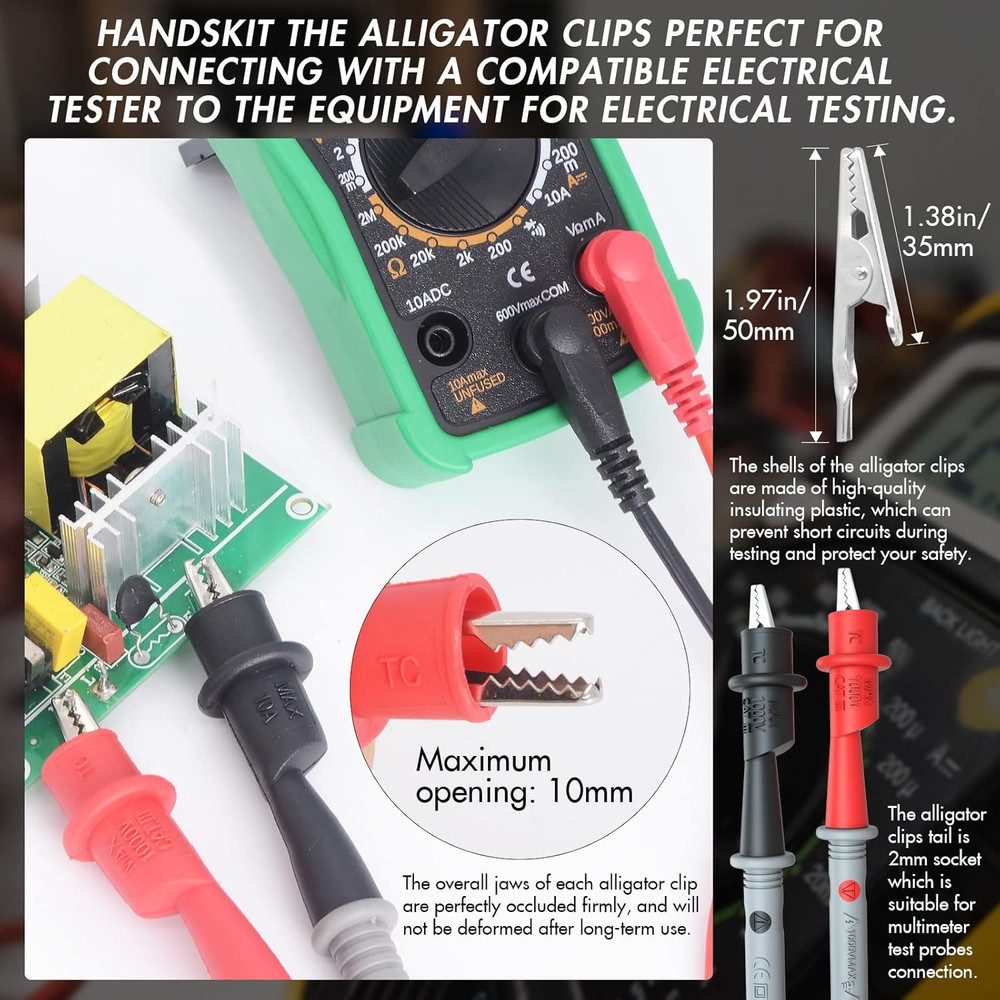 Precision Multimeter Test Leads with Alligator Clips Set