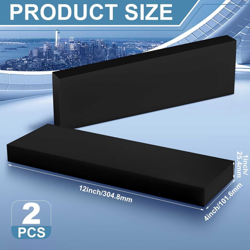 Colingmill 2 Pcs HDPE Plastic Block 1" x 4" x 12", Polyethylene Solid Plastic...