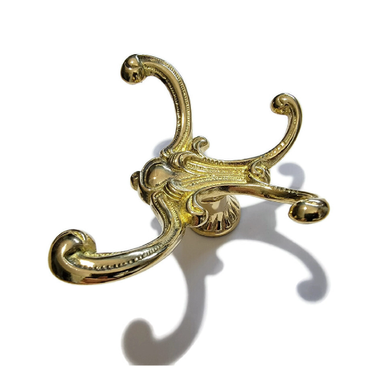 Coat Hook - Victorian Style Cast Brass DOUBLE COAT HOOK