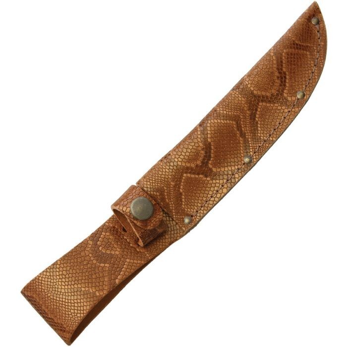 Fixed Blade Belt Sheath Genuine Leather With Python Pattern Fits Up To 6" Knife