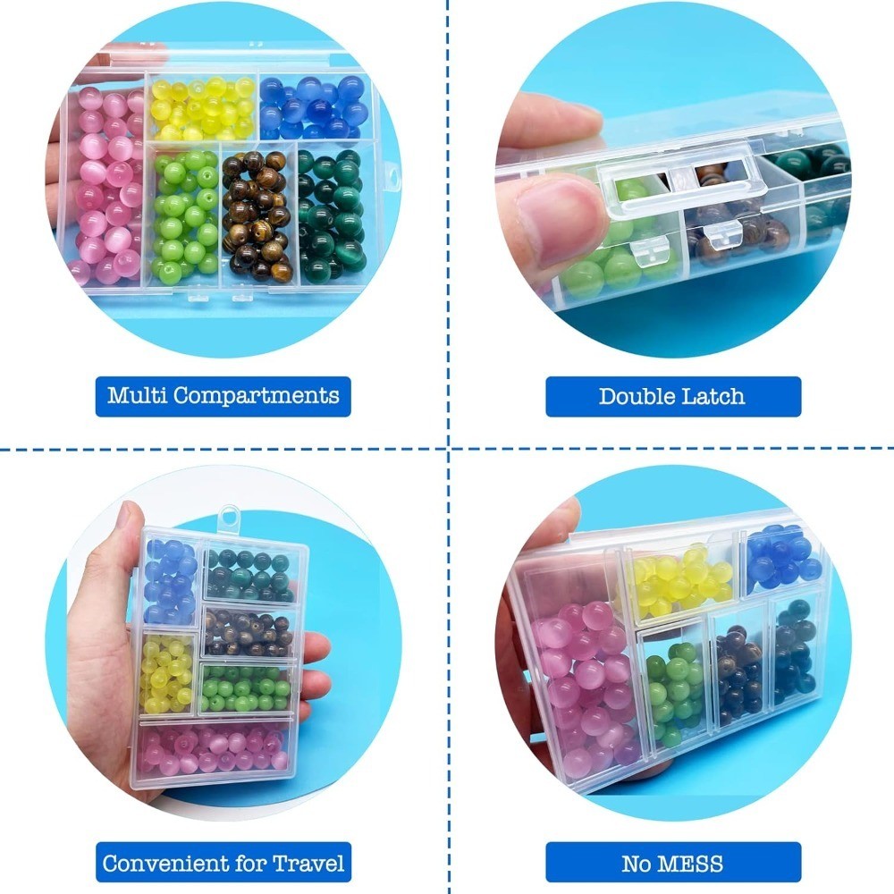 Small Plastic Organizer Box with Dividers 2 Pack Multi Compartment Storage