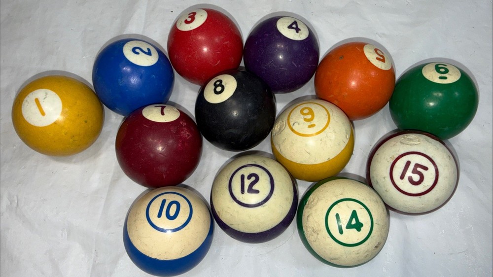 Vintage Striped & Solid Pool Ball Billiard 2 1/4" Replacement Balls Missing 11