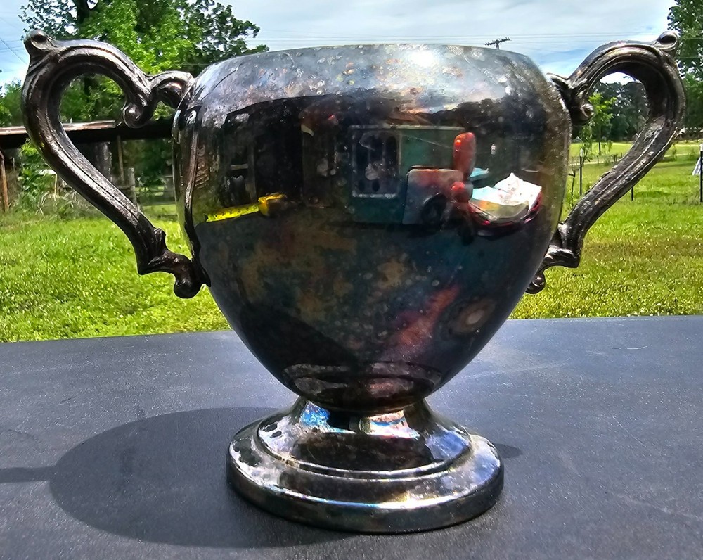 Vintage Silver Sugar Bowl Original Surface