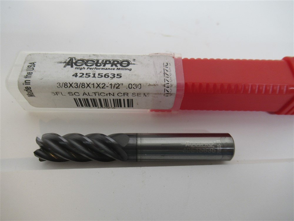Accupro 42515635 , 3/8" Solid Carbide 0.03" Corner Radius End Mill Bit