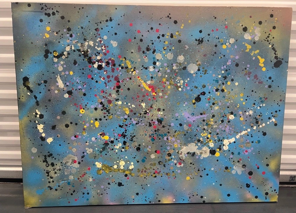 80s Retro Paint Splatter  Wall Decor, Hand Painted On Canvas