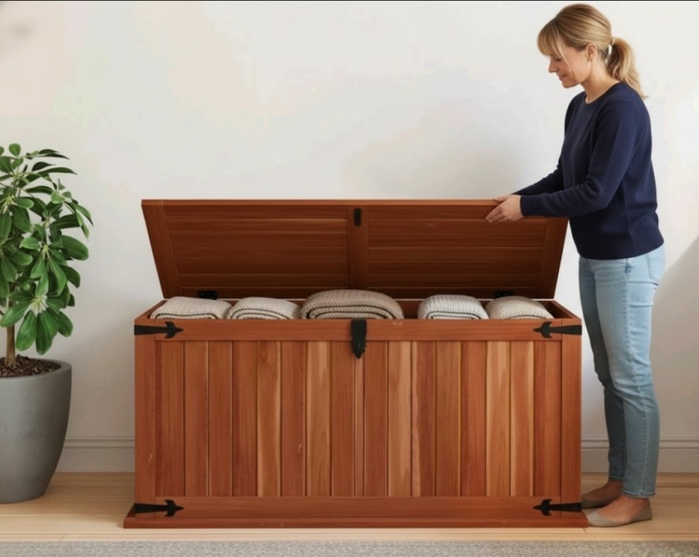 Storage Chest Brown Solid Acacia wood, MDF