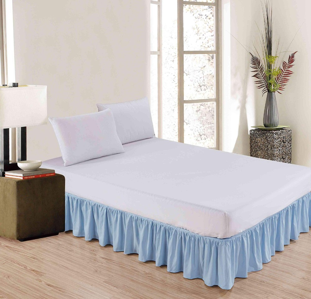 Sheets & Beyond Wrap Around Solid Microfiber Luxury Hotel Full, Light Blue