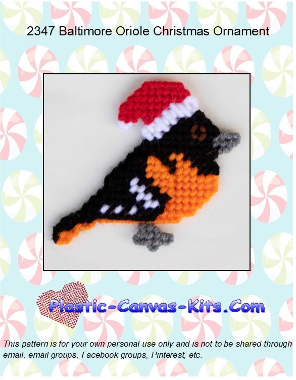 Baltimore Oriole Christmas Ornament- Plastic Canvas Pattern or Kit