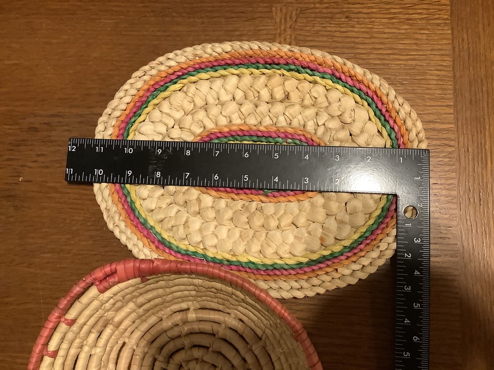 boho basket and mat set coiled vintage pink
