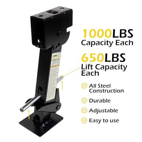 50970 Trailer Swing Down Stabilizer Jacks Telescoping RV Camper Black