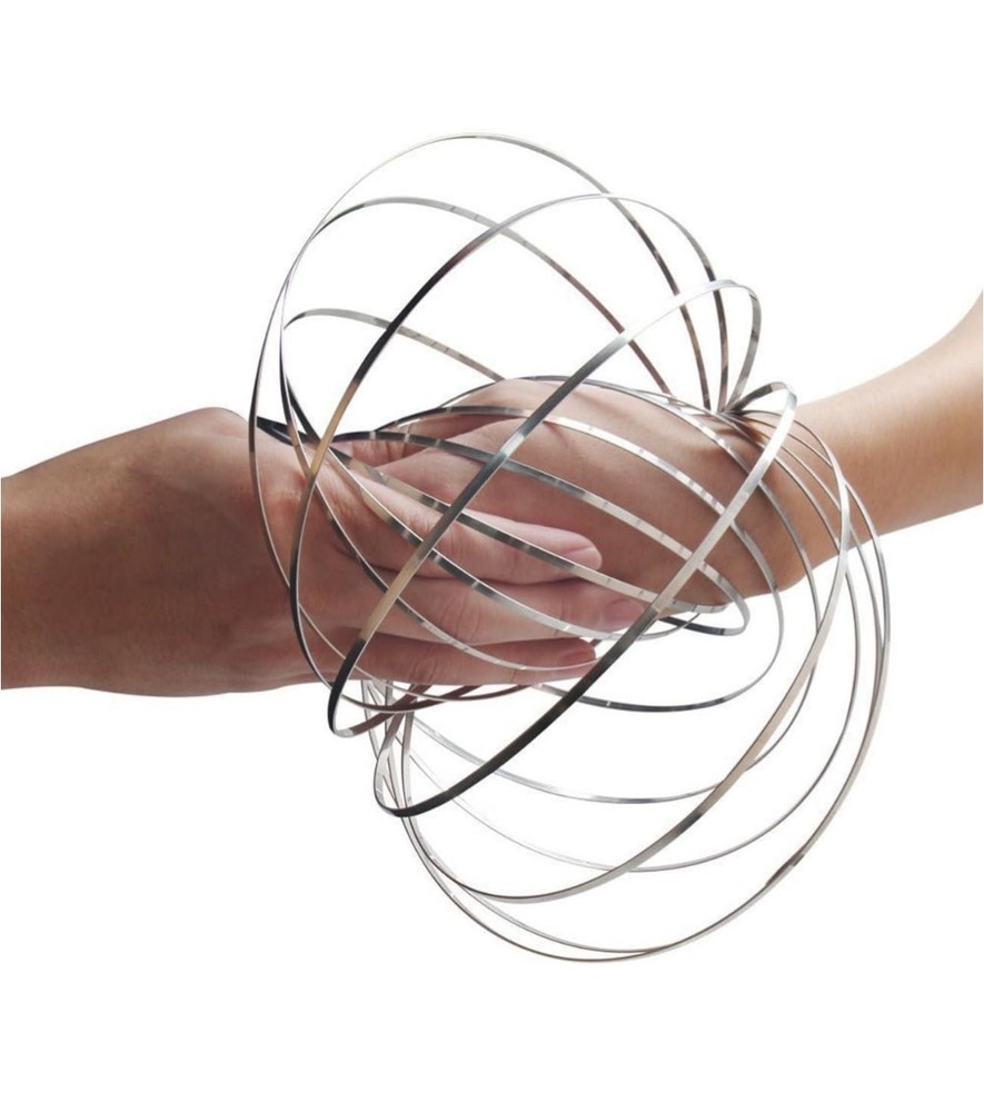 Kinetic Educational Spring Toy, Multi Sensory Interactive 3D Flow Ring Silver