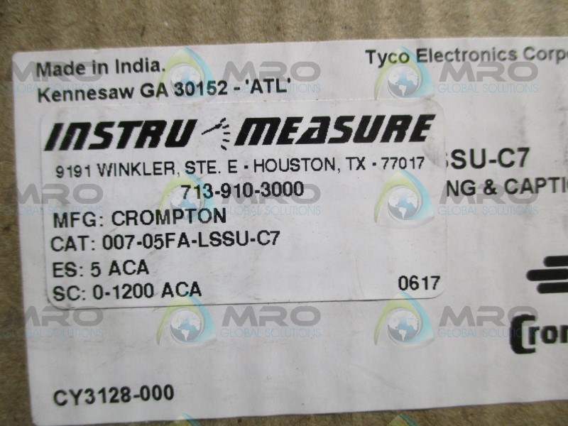 CROMPTON 007-05FA-LSSU-C7 PANEL METER 0-1200 ACA NSMP