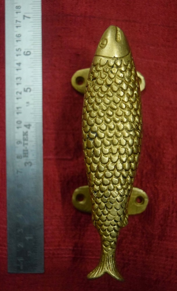 Nautical Fish Shape Pair Door Pull Door Handle Brass Wardrobe Handle Decor VR189