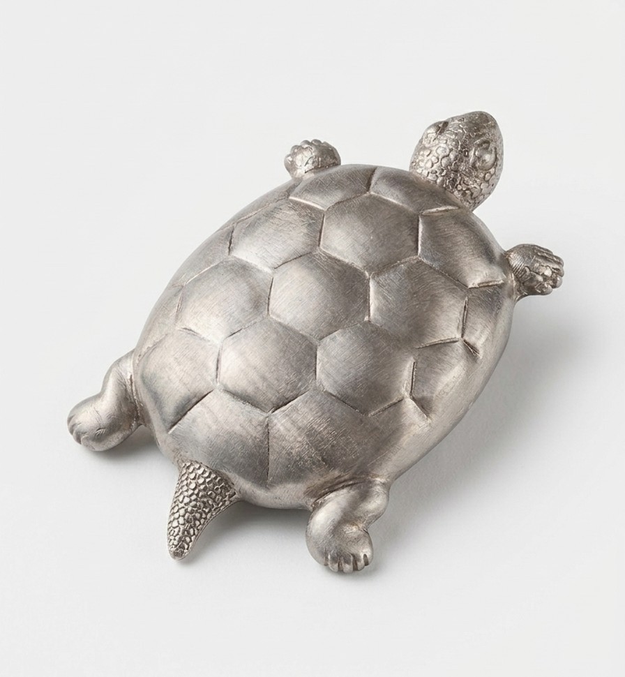 .999 Fine Silver Stackable Art Piece Turtle Figurine Handmade Unique Pressed