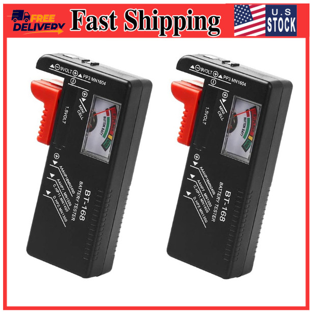 2 Pack Battery Tester, Universal Battery Checker for AA / AAA / C / D / 9V
