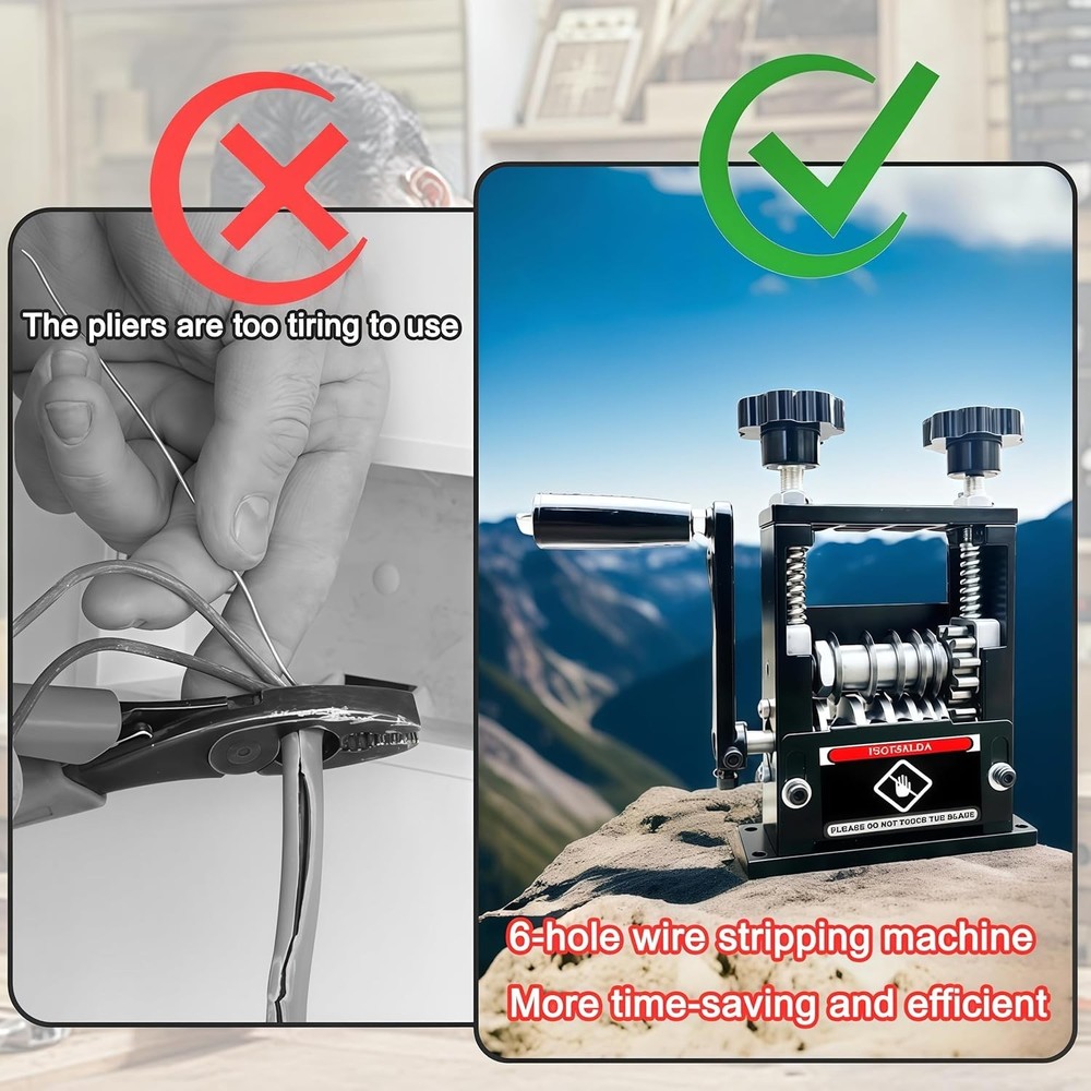 Manual Wire Stripper Machine,Drill Powered Hand Crank Wire Stripper Tool With...