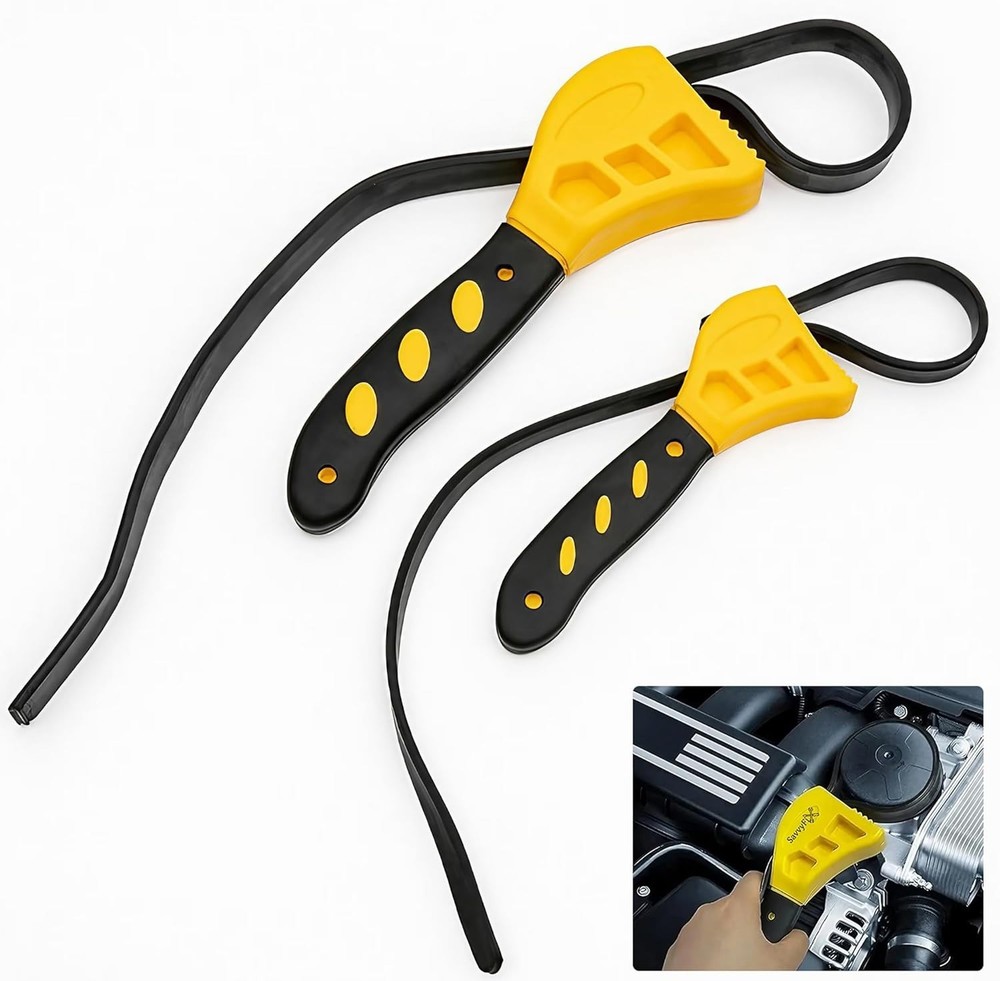 2-Pack Adjustable Rubber Strap Wrench Set – 25.20" & 20.48" Heavy-Duty Strap ...