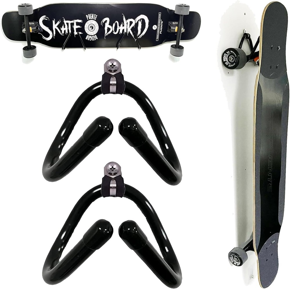 2 Pack Universal Skateboard Wall Mount Rack. Horizontally/Vertically Wall Mounte